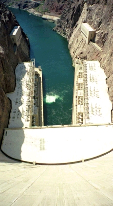 Looking down from the top of the Hoover Dam