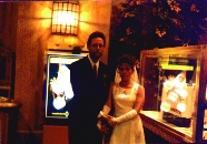 Roy and Paula standing just outside the Camelot Steakhouse on the second floor of the Excalibur Hotel