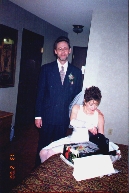 Opening a Wedding present from Linda and Minnie. It's a Beautiful Crystal Salad Bowl