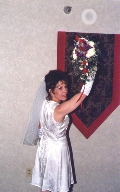 Paula throwing the Bouquet