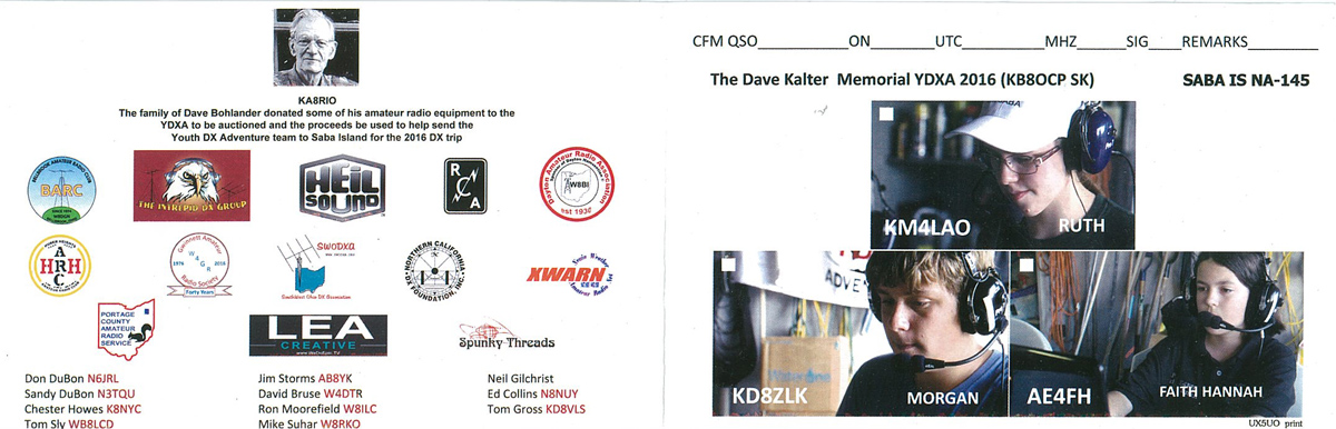 2016 QSL card
                back
