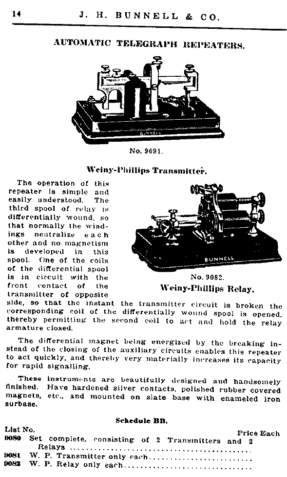 Bunnell Telegraph Repeaters