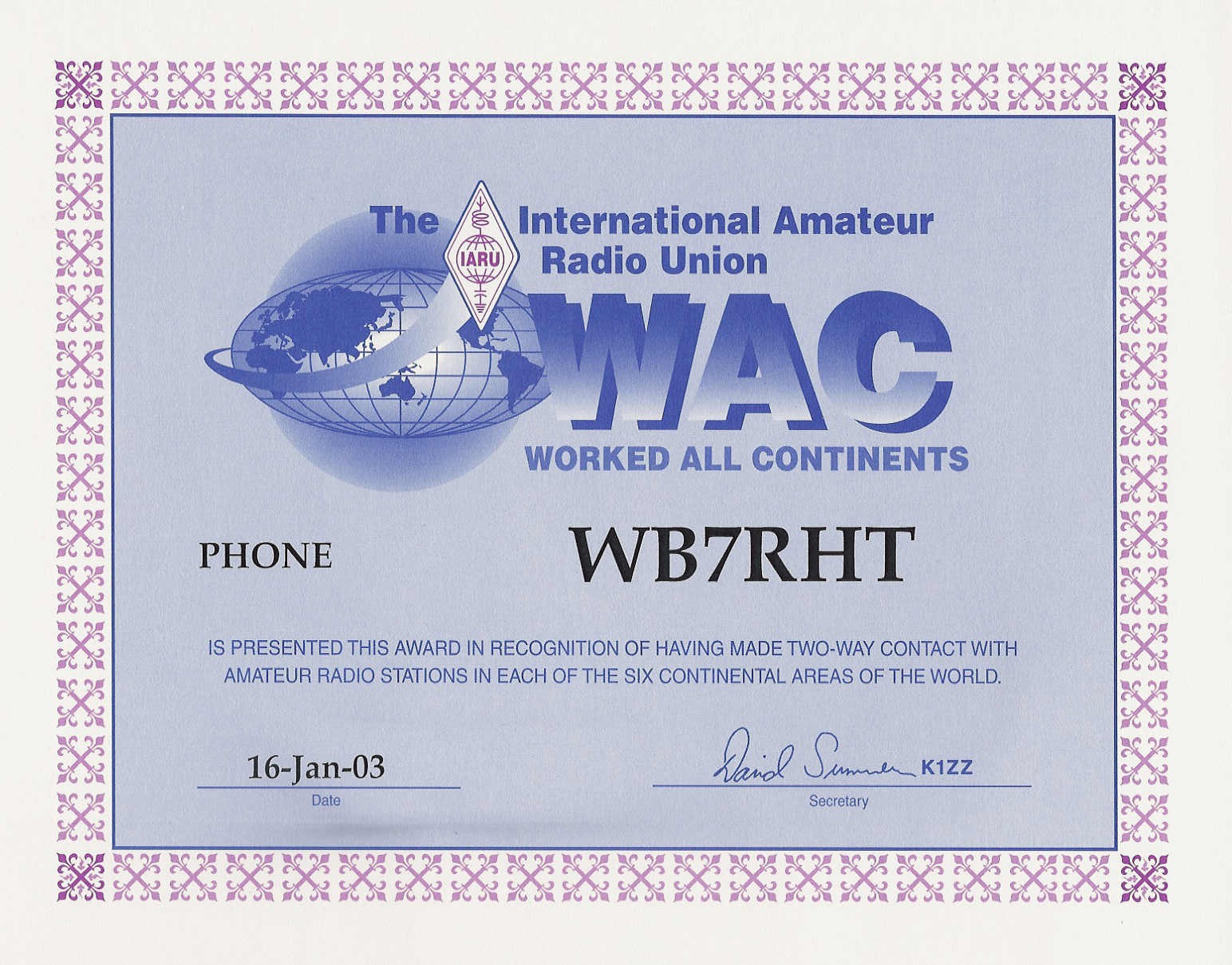 WB7RHT WAC Phone 
