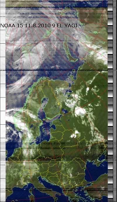 NOAA 15 11.8.2010 9 EL yagi + QFH AOR 2001 receiver