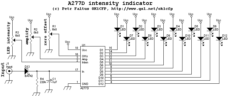 Schema indikátoru vybuzení A277D (A277D level indicator circuit)