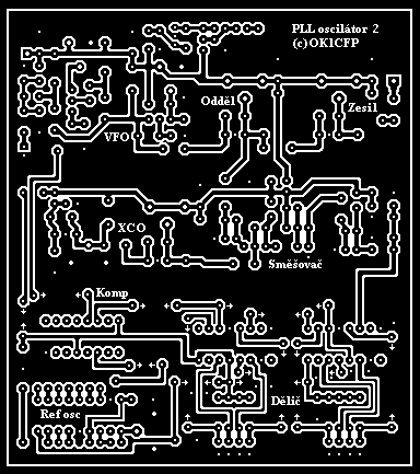 Tištěný spoj pro PLL oscilátor (Phase locked loop oscillator PCB)