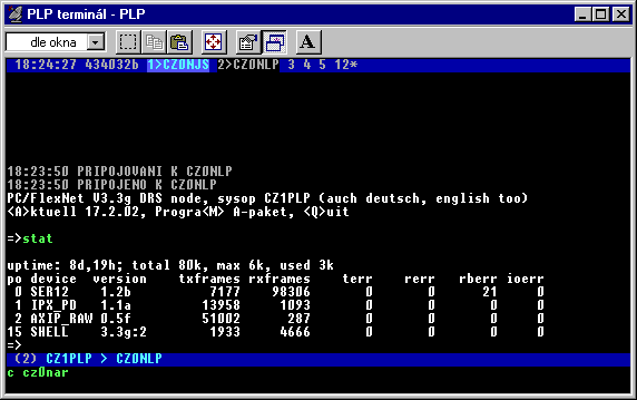 PLP terminál pro Packet rádio
