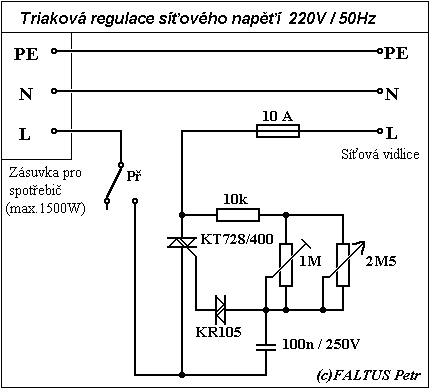 Triaková regulace síťového napětí 220V 50Hz