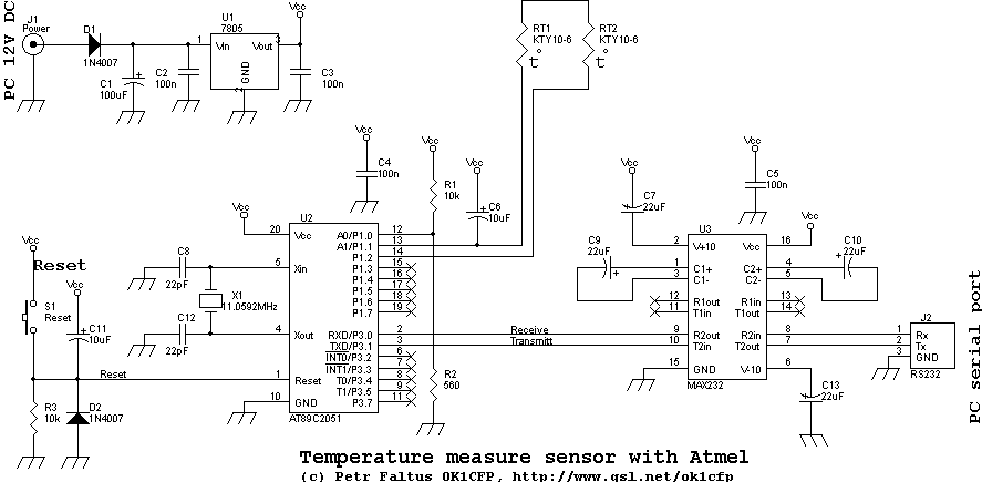 Schema zapojení teplotního čidla