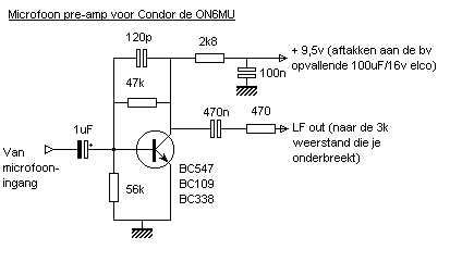 VHF Condor 16 Zender microfoon schema