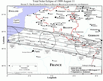 Solar Eclipse track of 11 aug 1999