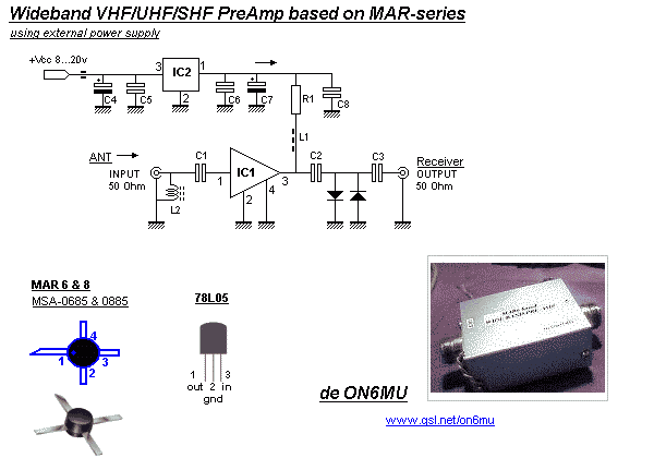 Monolithic pre amplifier based on MAR-6/8