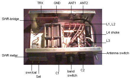 Inside HF/ 6-meter tuner matcher