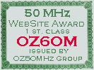 1 st. class 50 MHz WebSite award - OZ6OM - issued by OZ50MHz Group.