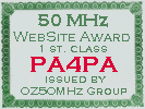 50 MHz WebSite Award - #002 - PA4PA