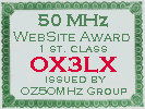 50 MHz WebSite Award - #003 - OX3LX