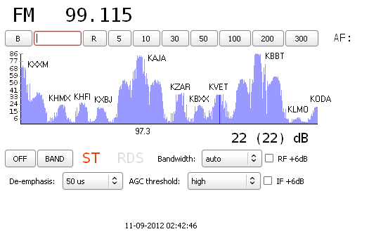 scan of part of FM band