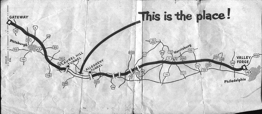 1954 PA Turnpike map