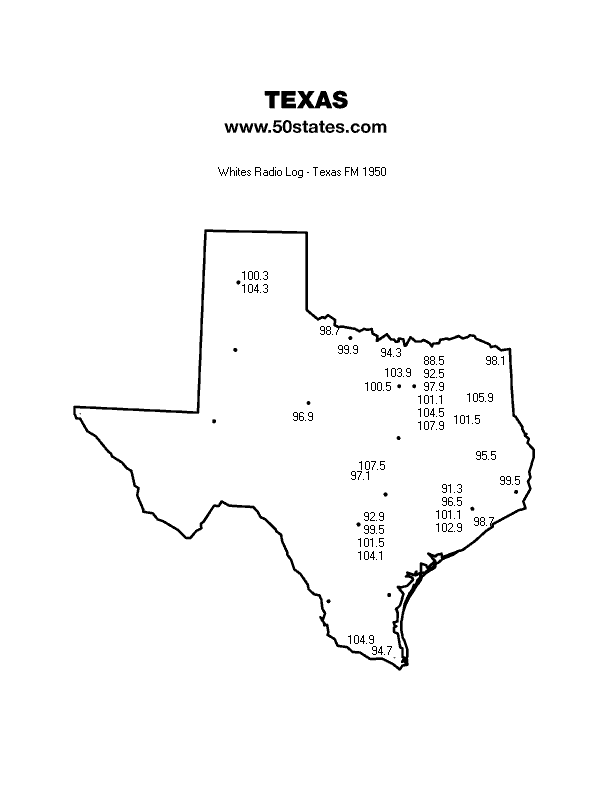 Texas FM Stations - White's Radio Log 1950