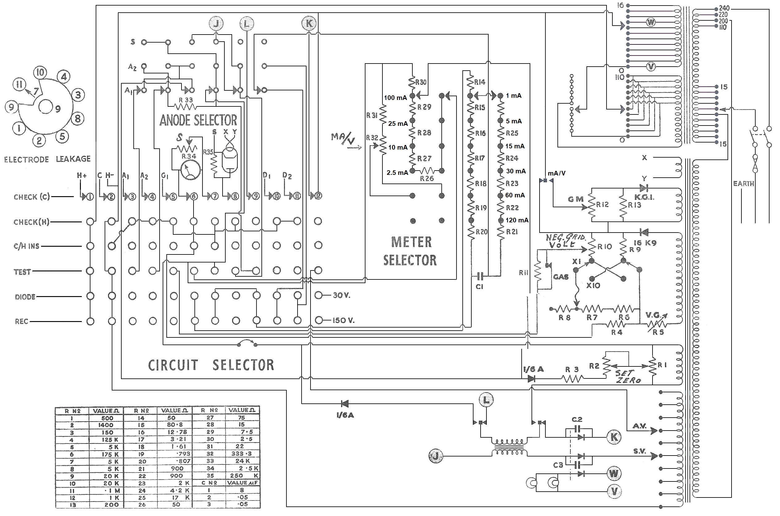 MK2 tube tester drawing
