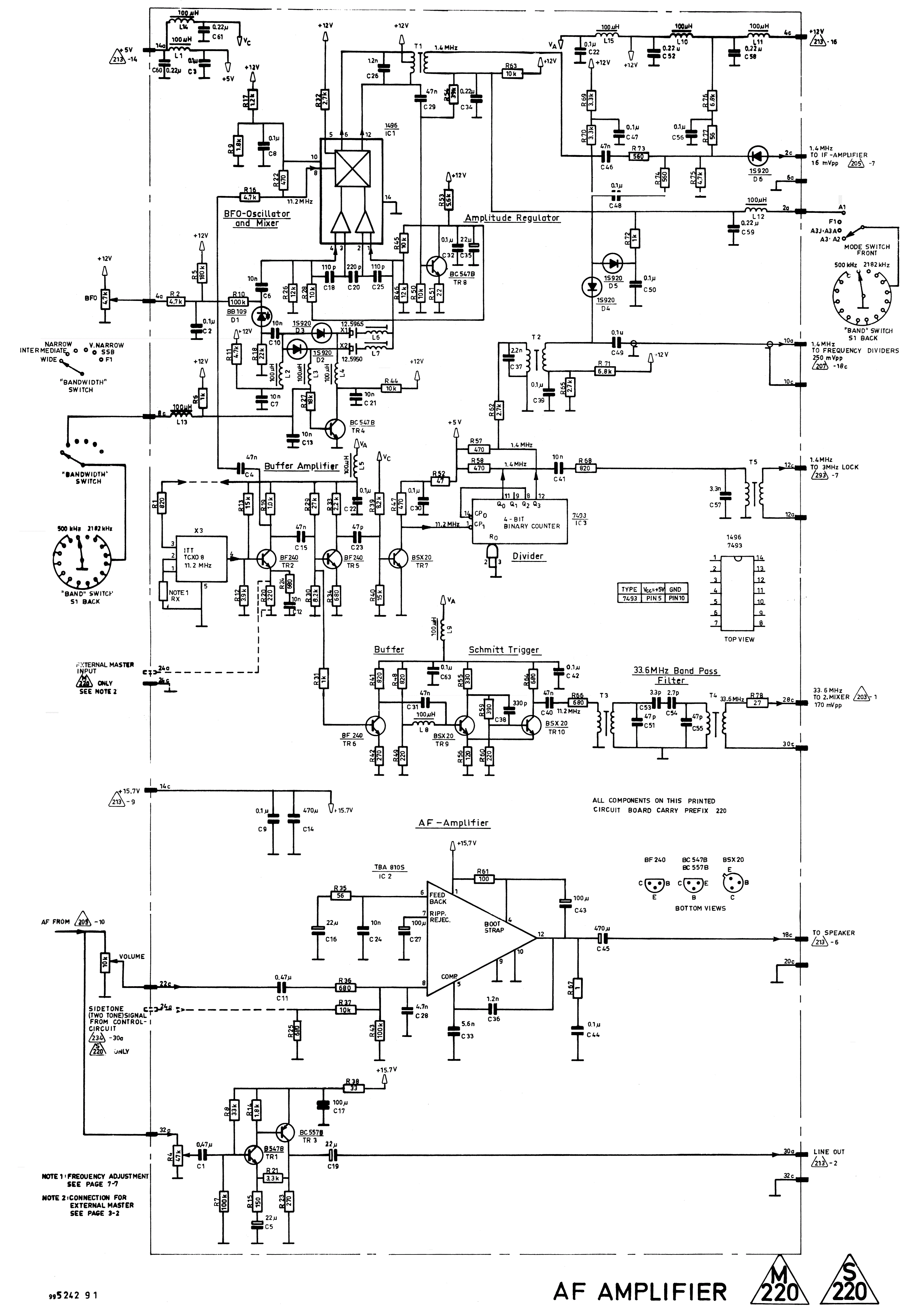 Skanti HF R-5001 IF Amplifier detector & AGC diagram 2220