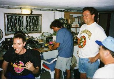 Photo of FS5PL shack with Ron, Paul, Mike and Lionel