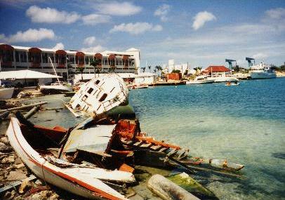 Photo of the damage of Luis Hurricane, 1995