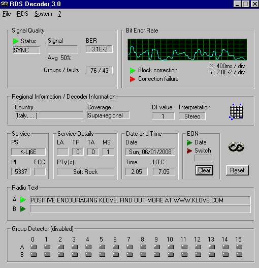 RDSDec 3.0 screenshot of KZLV, 91.3, Lytle, TX