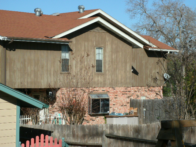 southside of 3603 Rejillas premises as viewed from the n.e. corner of my backyard, Dec 28, 2011