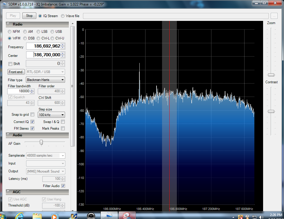 SDR# display showing KLRN-DT-9 pilot