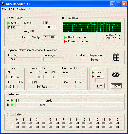 RDSDec 3.0 screenshot of KODA, 99.1, Houston, TX