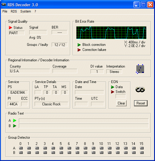 RDSDec 3.0 screenshot of KTZU, 94.9, Velva, ND