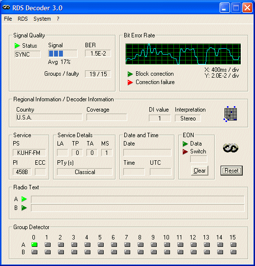 RDSDec 3.0 screenshot of KUHF, 88.7, Houston, TX