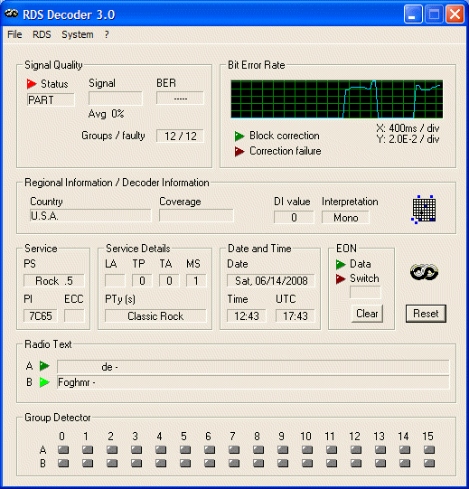 RDSDec 3.0 screenshot of WPBH, 93.5, Port St. Joe, FL