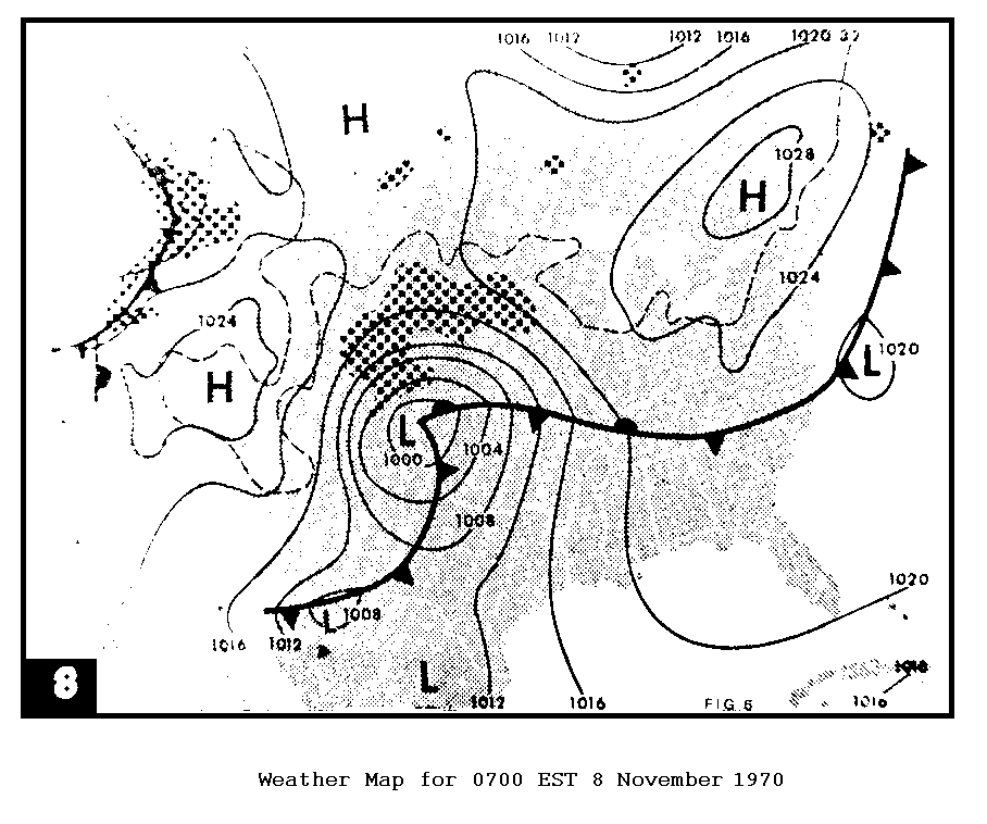 [Figure 6 - Surface Weather Map for 0700 EST 8 November 1970]