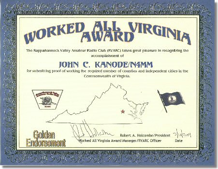 Worked All Virginia Award Certificate (40K)