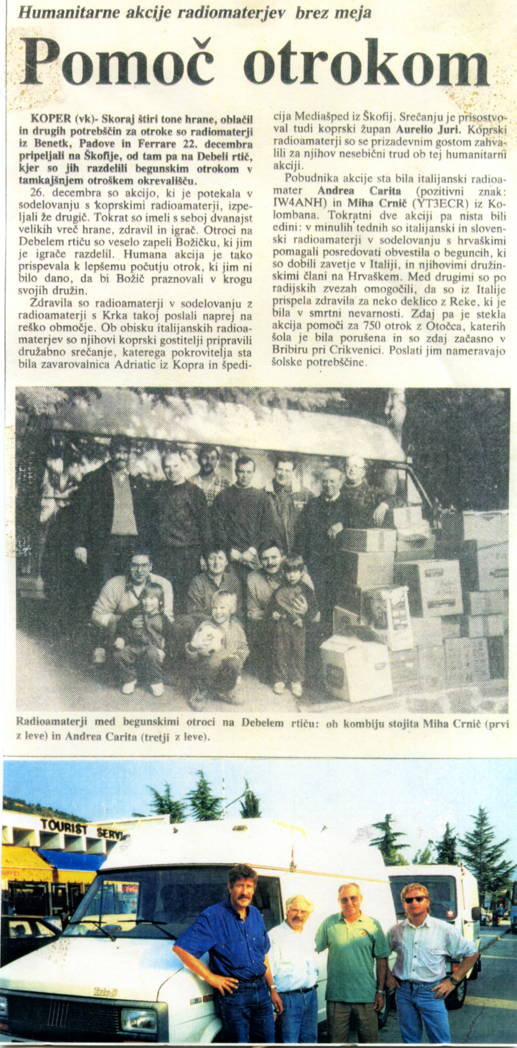Članek o humanitarni akciji radioamaterjev - (1979) 
