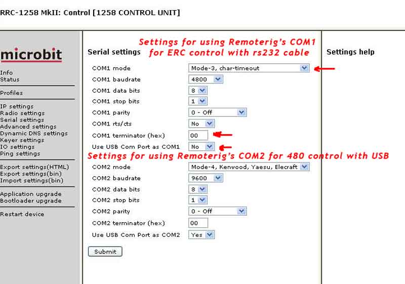 SERIAL SETTINGS