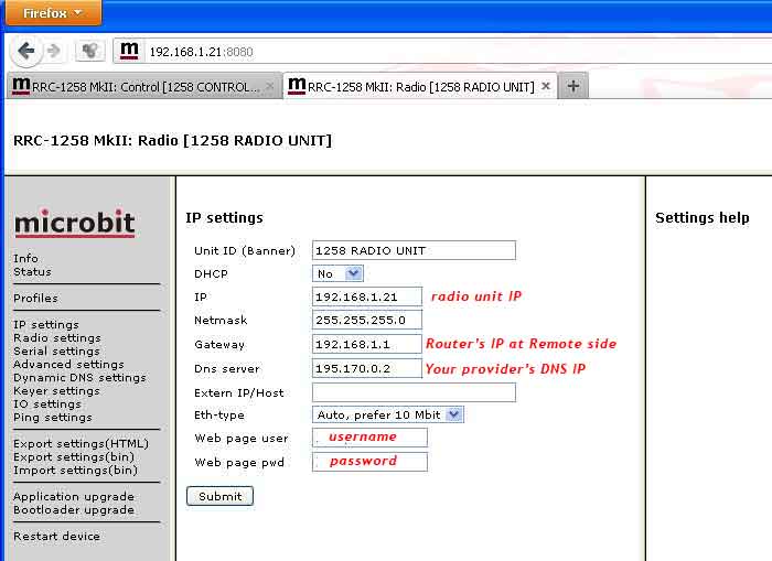 IP SETTINGS