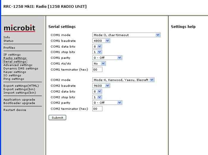 SERIAL SETTINGS