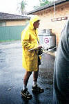 Ken VK2DGT in rain (wet hounds)