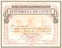 Remembrance Day Certificate - VHF Phone 1985