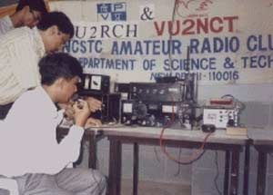 Ranjit Chaliha, VU2RCH (Standing Left), Sandeep Baruah, VU2MSY (Now VU2MUE) at IITG