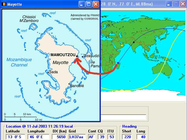 Cap'n Fatty's position on July 10, 2003 at 0600 Z