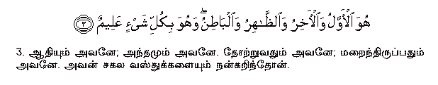 He is the First and the Last, the Evident and the Immanent: and He has full knowledge of all things. Holy Quran - 57:3