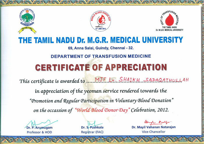 World Blood Donor Day on 14th June 2012