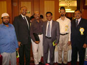 Eid Milan  party on 11th Sep 2011 at Hotel Taj Connemara, Chennai. (L to R) Mr.Abdullah, Mr.Aarif - Parveen Travels, Captain Zahid Husain - New College, Mr.Ameer Ajwad - Sri Lanka Deputy High Commission, Mr.Afzal - Parveen Travels