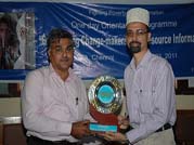 Empowering Changemakers with Resource Info Orientation Programme held at Chennai 0n 23/03/2011. Memento presented to Mr.Ahmed, Trustee of Thulir Special School.