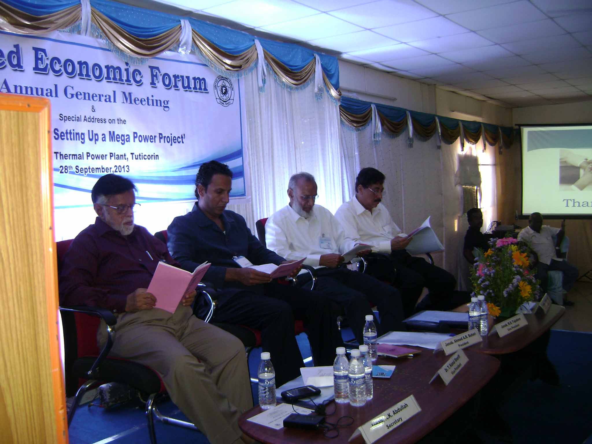 Anuual General Body Meeting of the United Economic Forum held on 28th September 2013 at Mutiara Thermal Power Plant, Melamarudur Village, Tuticorin, Tamil Nadu.