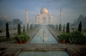 The moonlit Taj Mahal, Agra.